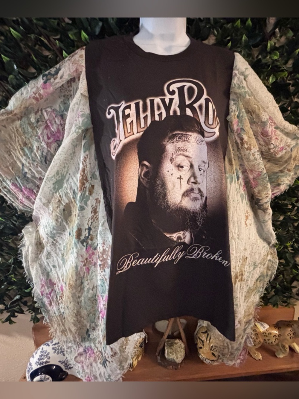 UPCYCLED one of a kind, JELLY ROLL Music Poncho T Shirt